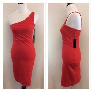 Lulu’s red one shoulder bodycon dress